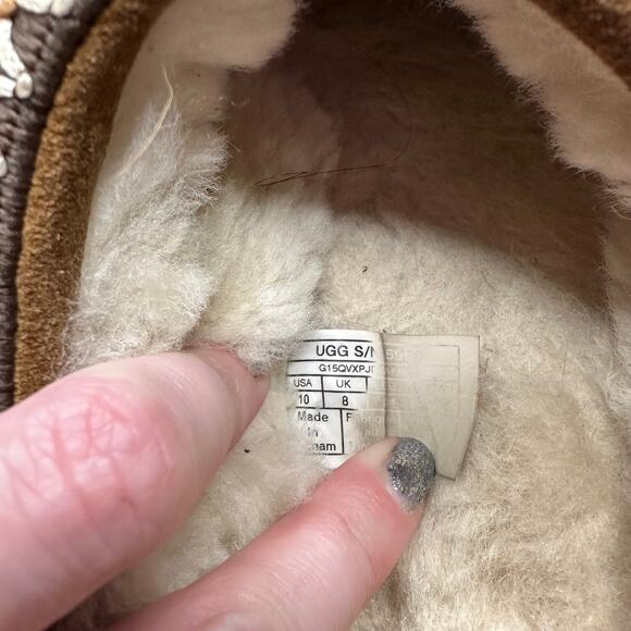 Sz 10 UGG Tasman Slippers Chestnut Brown Suede Shearling Classic Slip-On Cozy - Picture 6 of 10